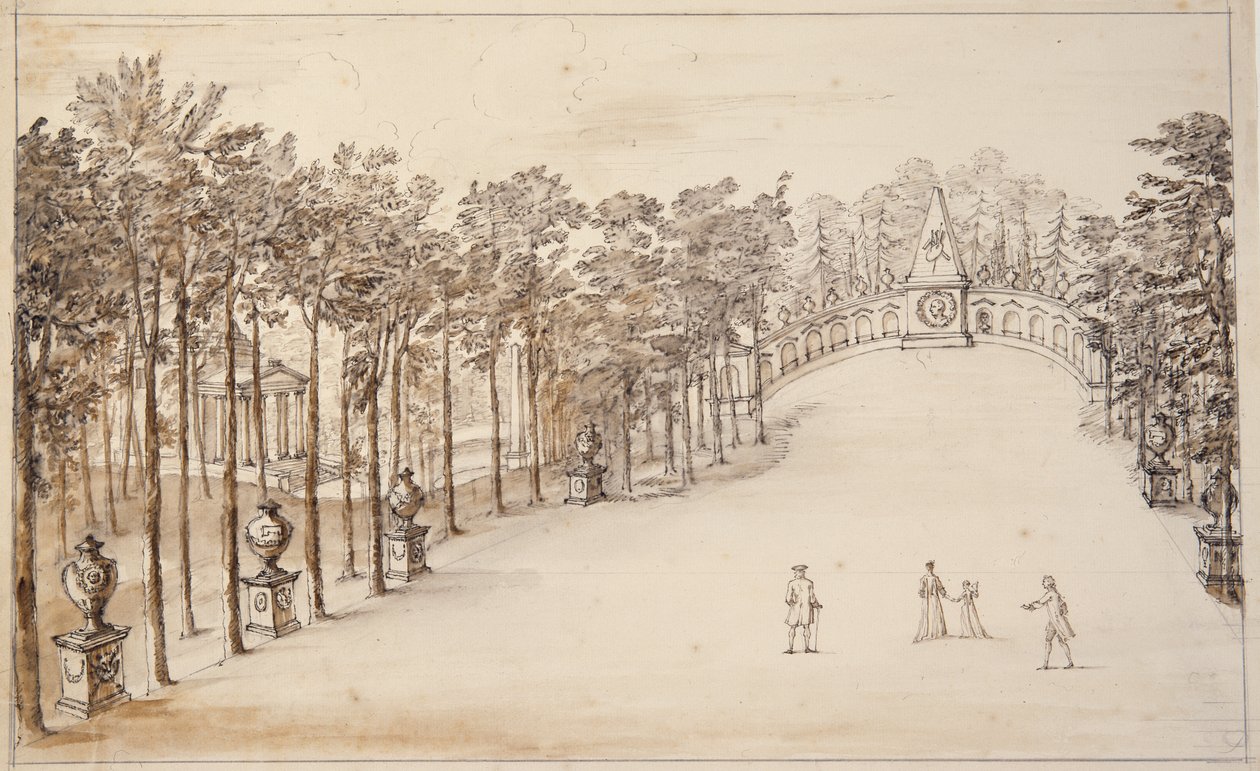 Chiswick, eerste ontwerp voor de Exedra door William Kent