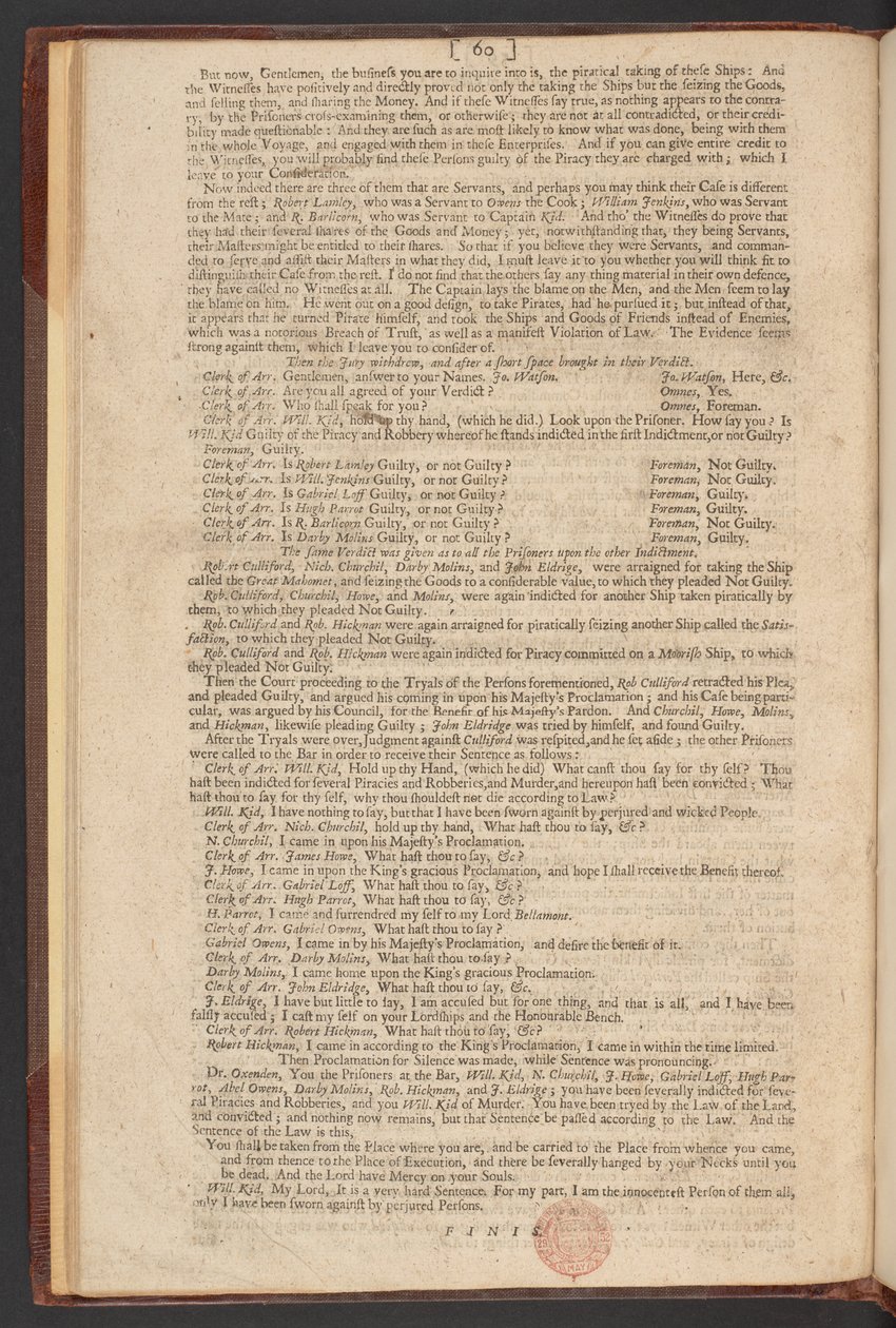 De aanklacht, het proces en de veroordeling van kapitein William Kidd, voor moord en piraterij door William Kidd