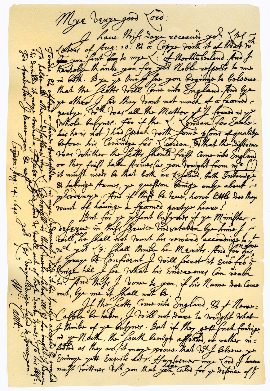 Brief van William Laud, Aartsbisschop van Canterbury aan Edward Conway, 14 augustus 1640 door William Laud