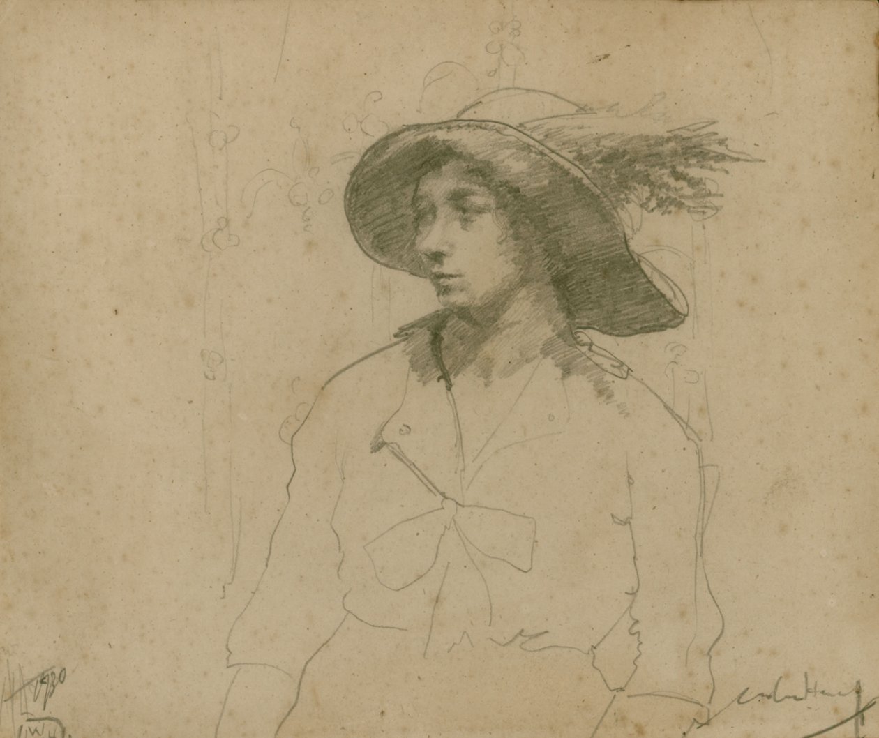 Studie voor een Portret van een Zittende Vrouw met Hoed door William Lee Hankey