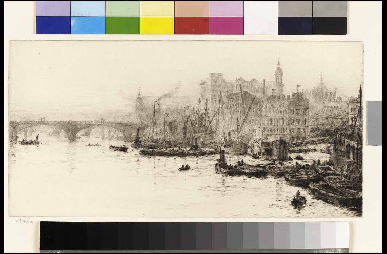 London Bridge, Cannon Street en Billingsgate door William Lionel Wyllie
