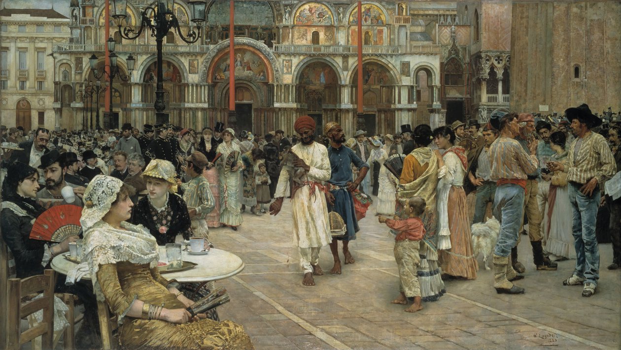 Het Piazza van San Marco, Venetië door William Logsdail