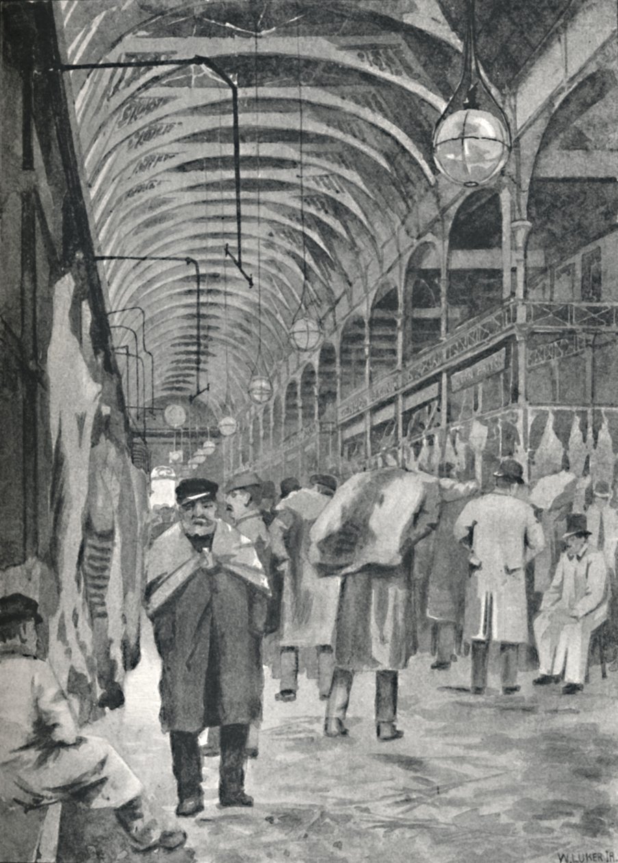 De Metropolitan Vleesmarkt, Smithfield, 1891 door William Luker