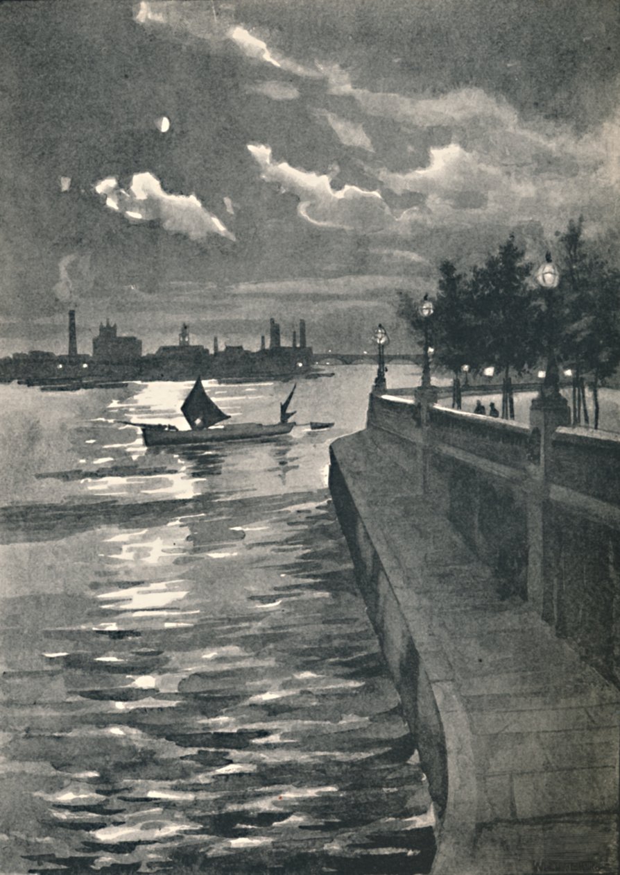 Westminster vanaf Blackfriars Bridge - Nacht, 1891 door William Luker