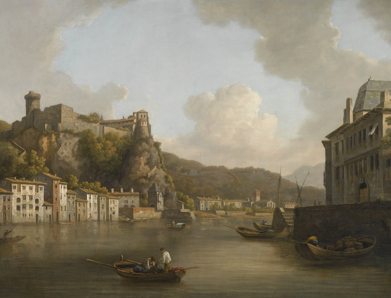 Frans: Une vue du château de Pierre-Scize à Lyon Gezicht op het kasteel van Pierre Encise aan de Rhône, Lyon door William Marlow