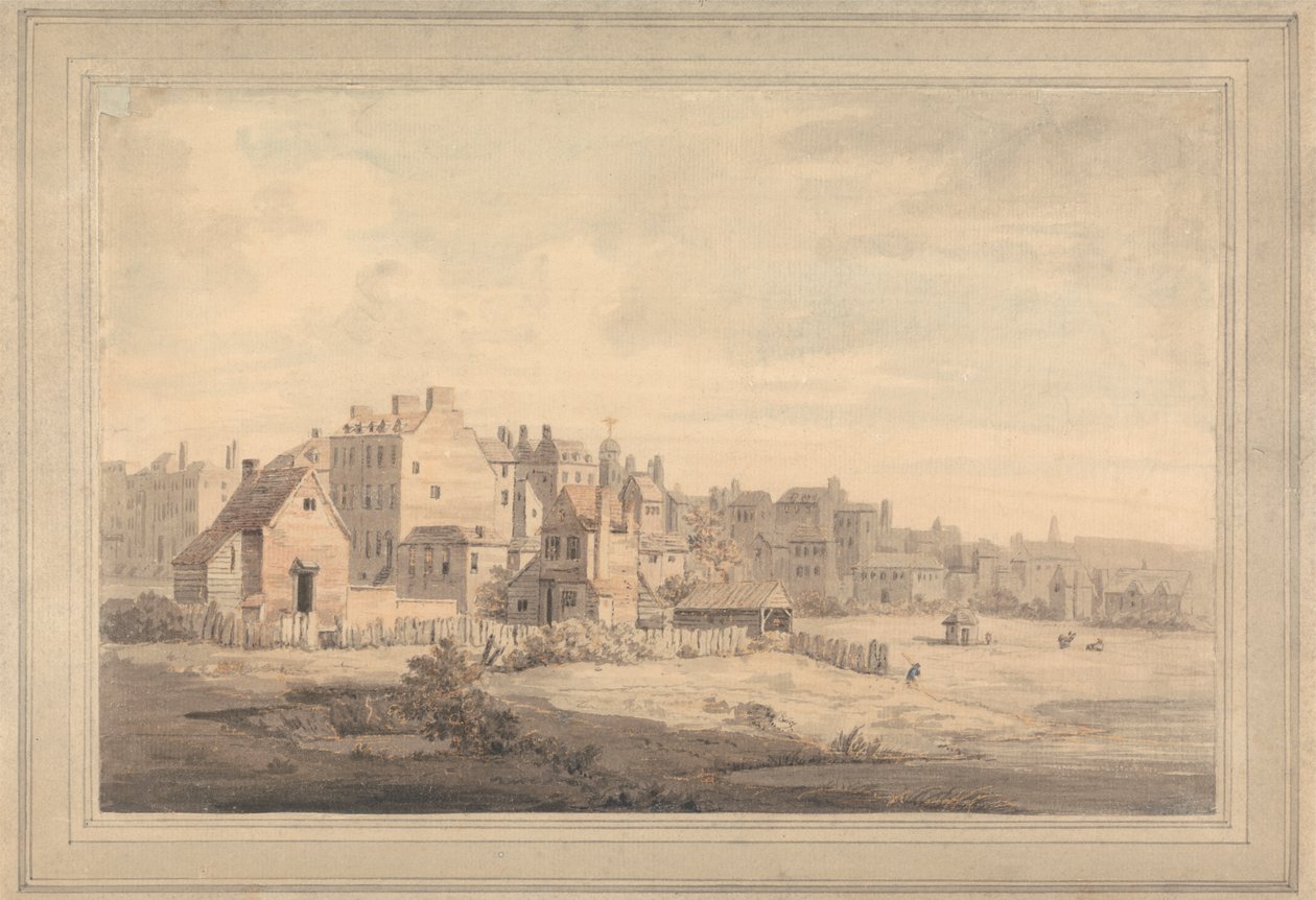 Huizen aan de rivier door William Marlow