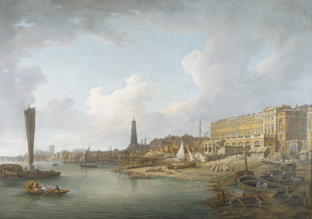 De Londense rivierfront tussen Westminster en de Adelphi, c1771 door William Marlow