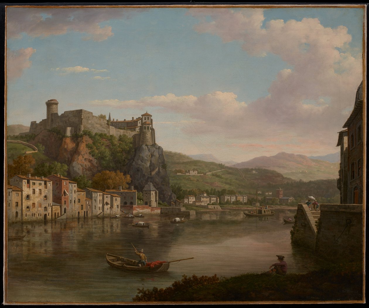 Gezicht op de Saône en het Château Pierre-Scize (Lyon, Frankrijk) door William Marlow
