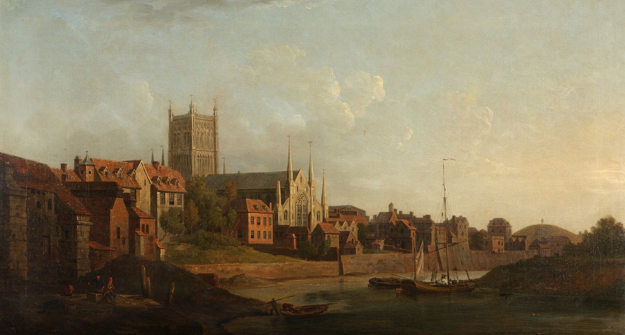 Worcester vanaf de Severn, ca. 1760 door William Marlow