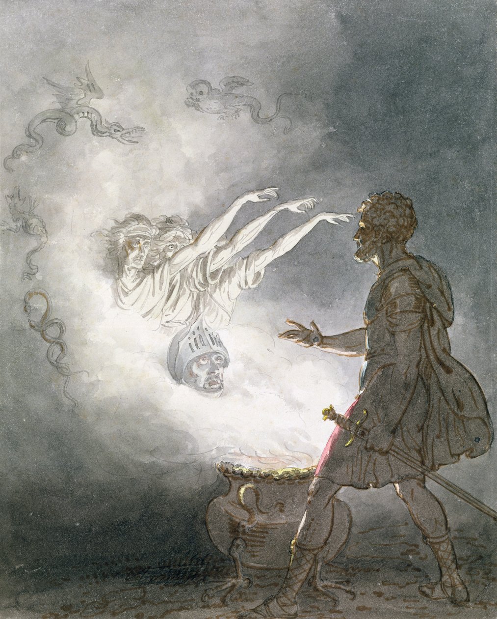 Macbeth en de verschijning van het gewapende hoofd, Act IV, Scene I, uit 