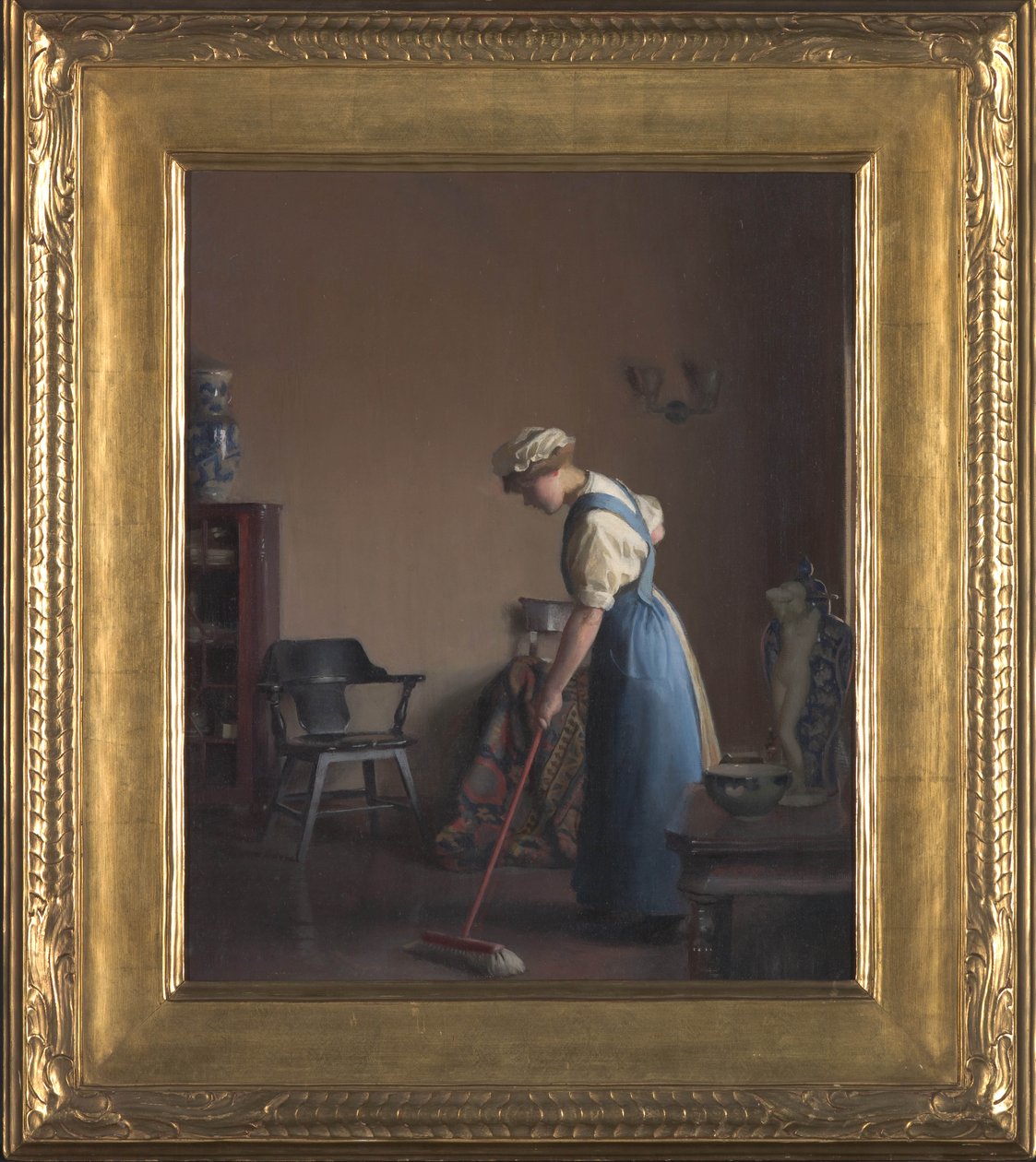 Meisje aan het vegen door William McGregor Paxton