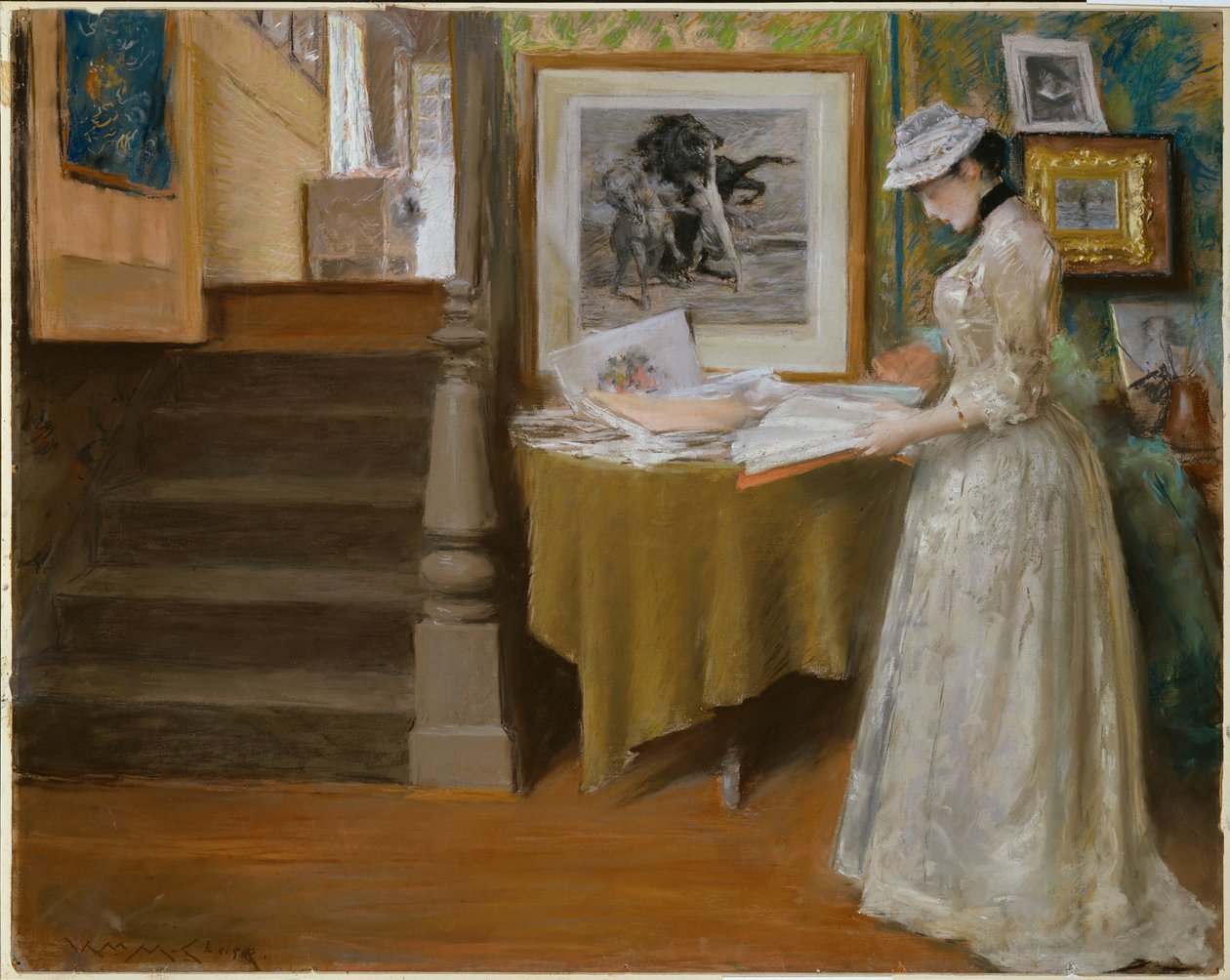 In het atelier, ca.1892-93 (pastel op karton) door William Merritt Chase