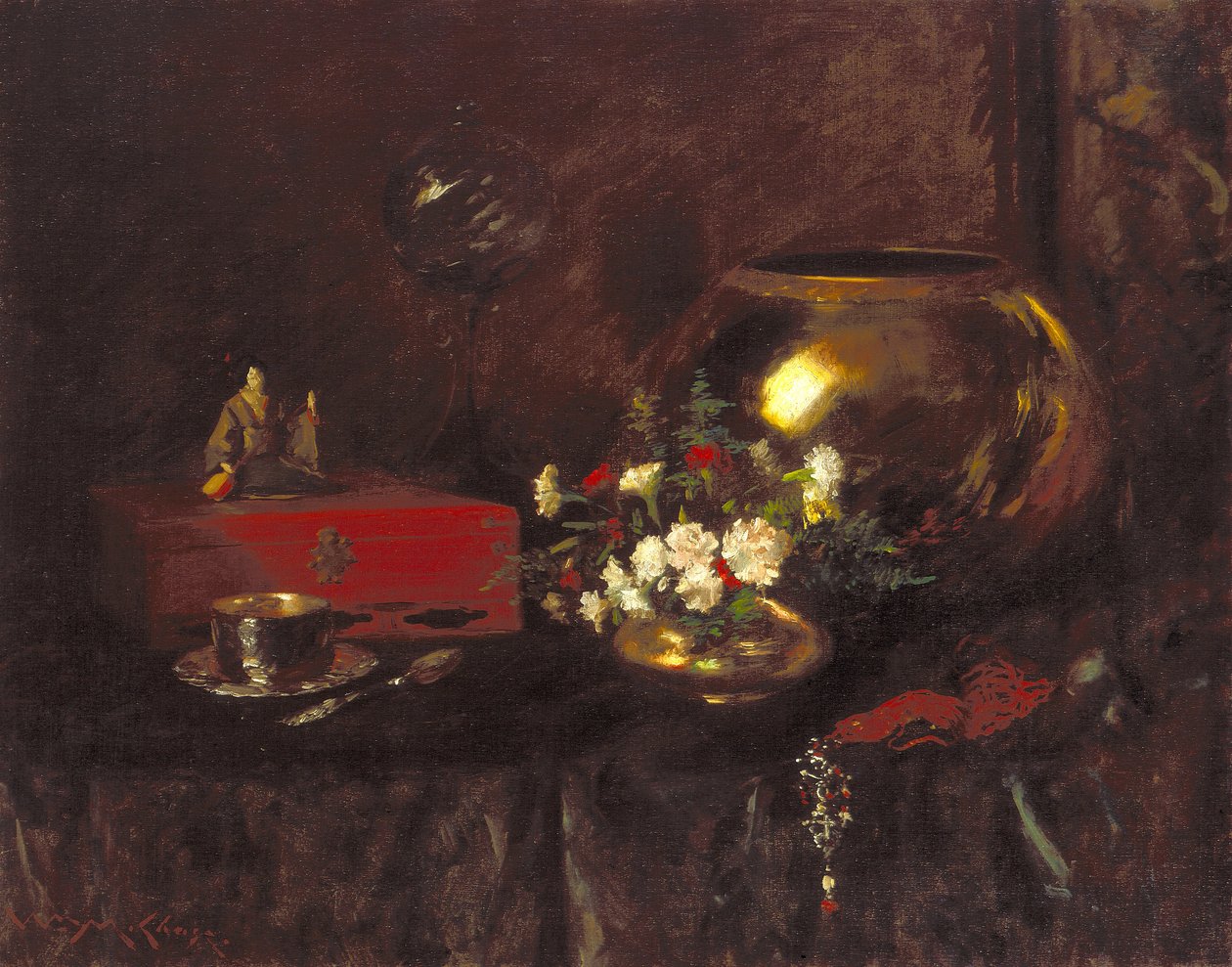 Stilleven: Koperen Kom door William Merritt Chase