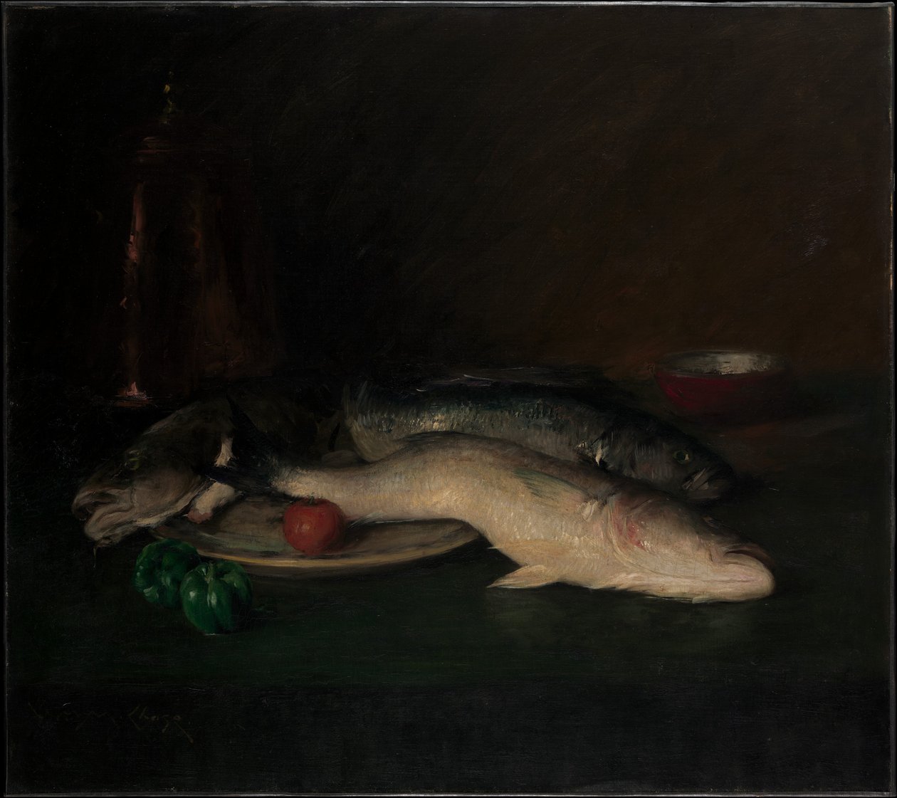 Stilleven: vissen door William Merritt Chase