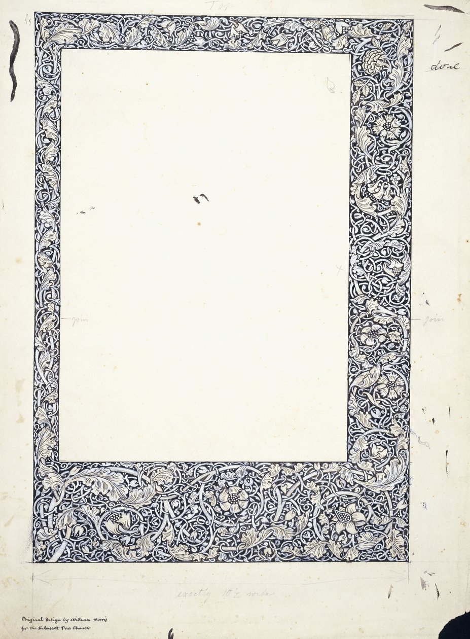 Originele tekening voor een paginagrote rand door William Morris