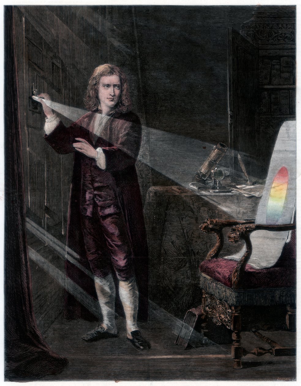 Newton onderzoekt licht, 1870 door William Mouat Loudan