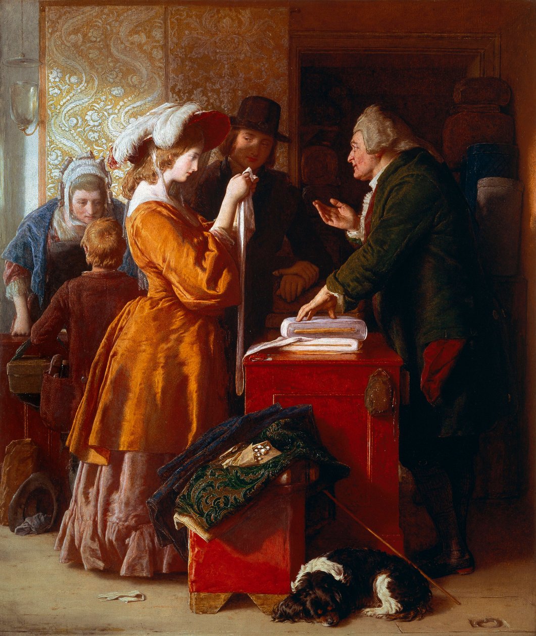 Het kiezen van de trouwjurk (detail) door William Mulready