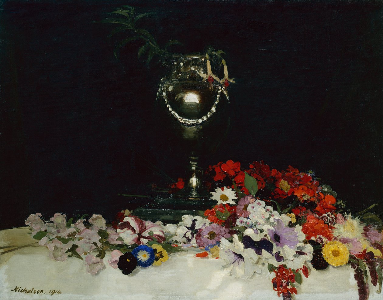 Urn en Bloemen op een Tafel door William Nicholson