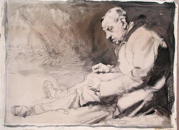 Studie van een oude man door William Orpen