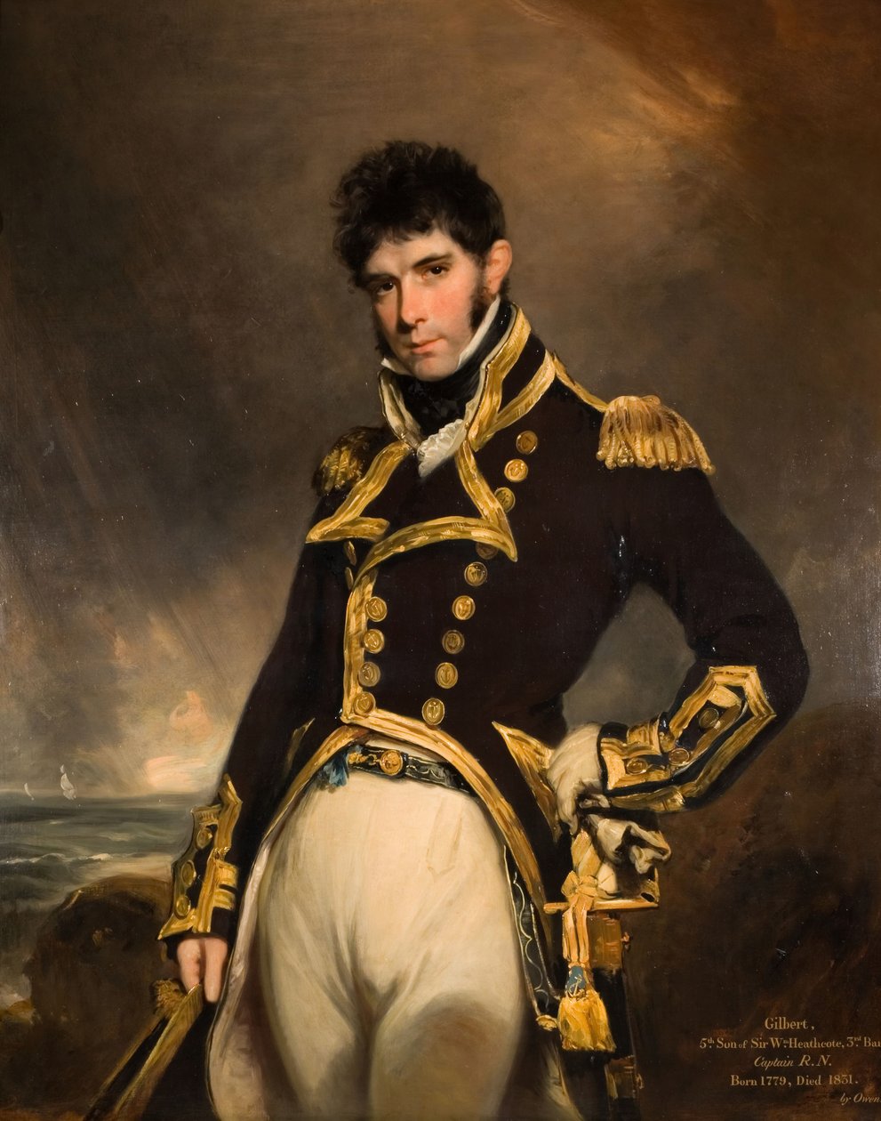 Portret van kapitein Gilbert Heathcote RN door William Owen