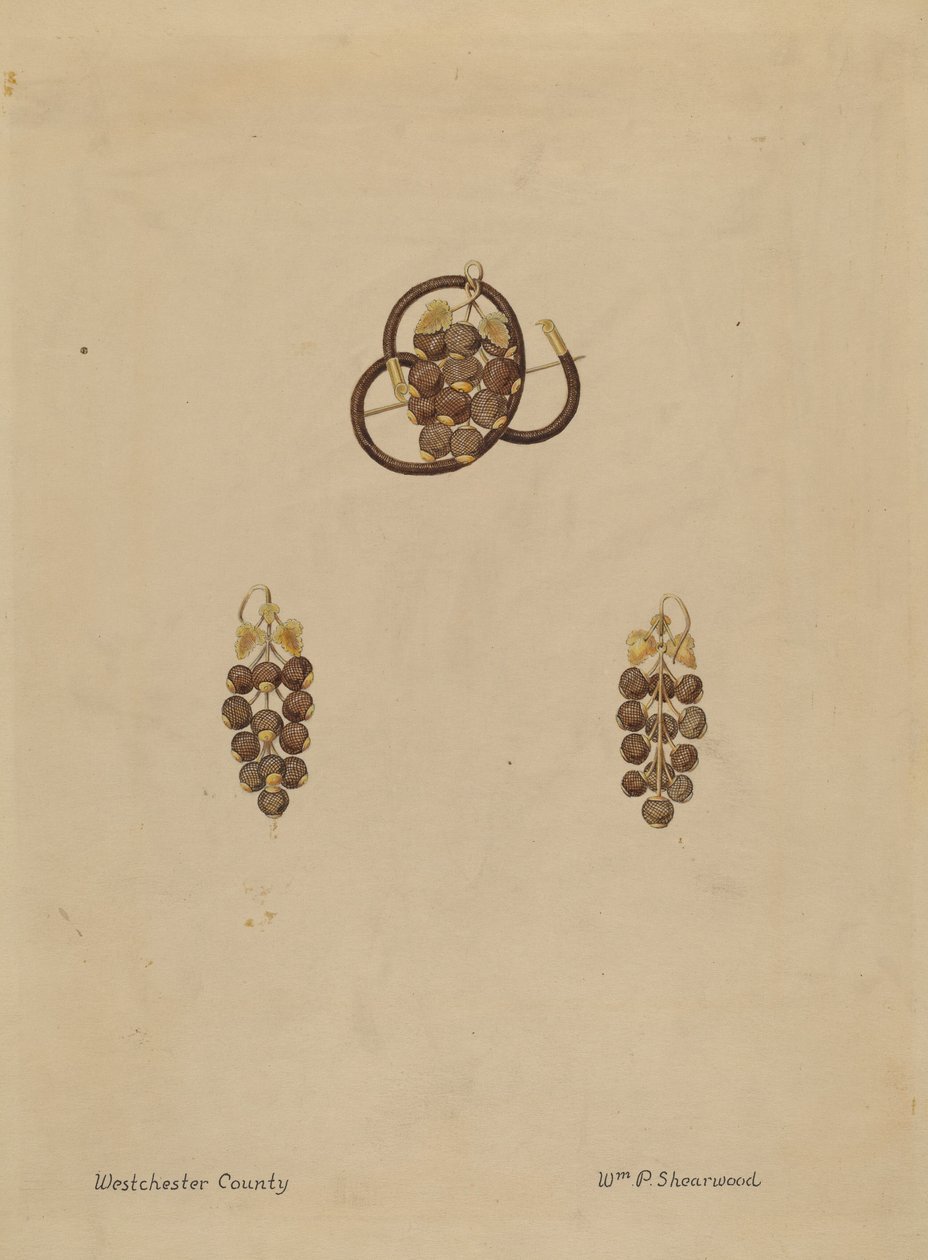 Haarbroche en oorbellen door William P. Shearwood