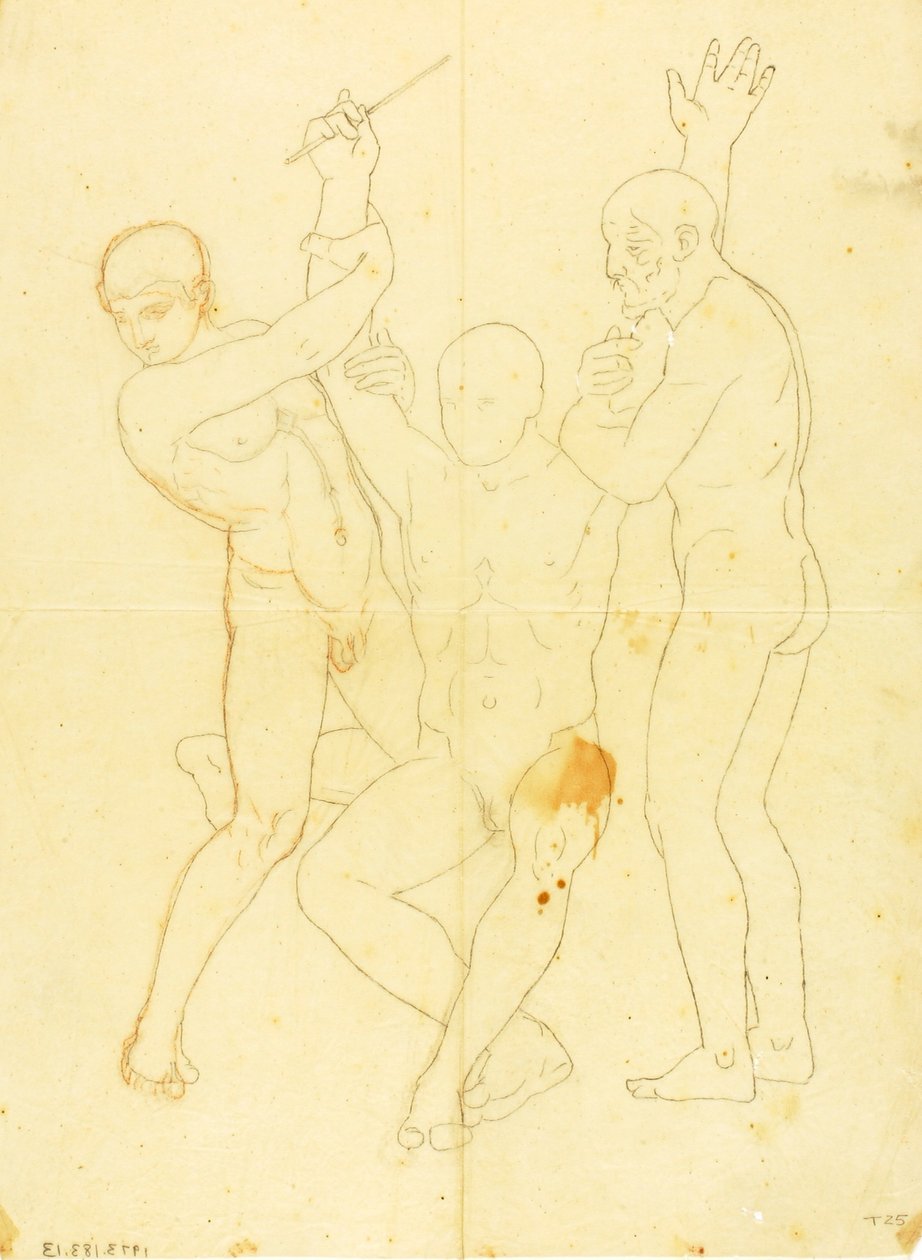 Mozes, Aäron en Hur op de berg Horeb (naaktstudie) door William Page