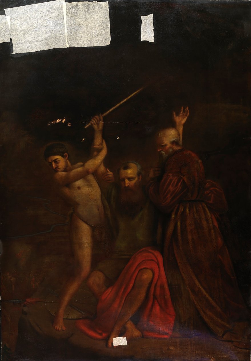 Mozes, Aäron en Hur op de berg Horeb door William Page