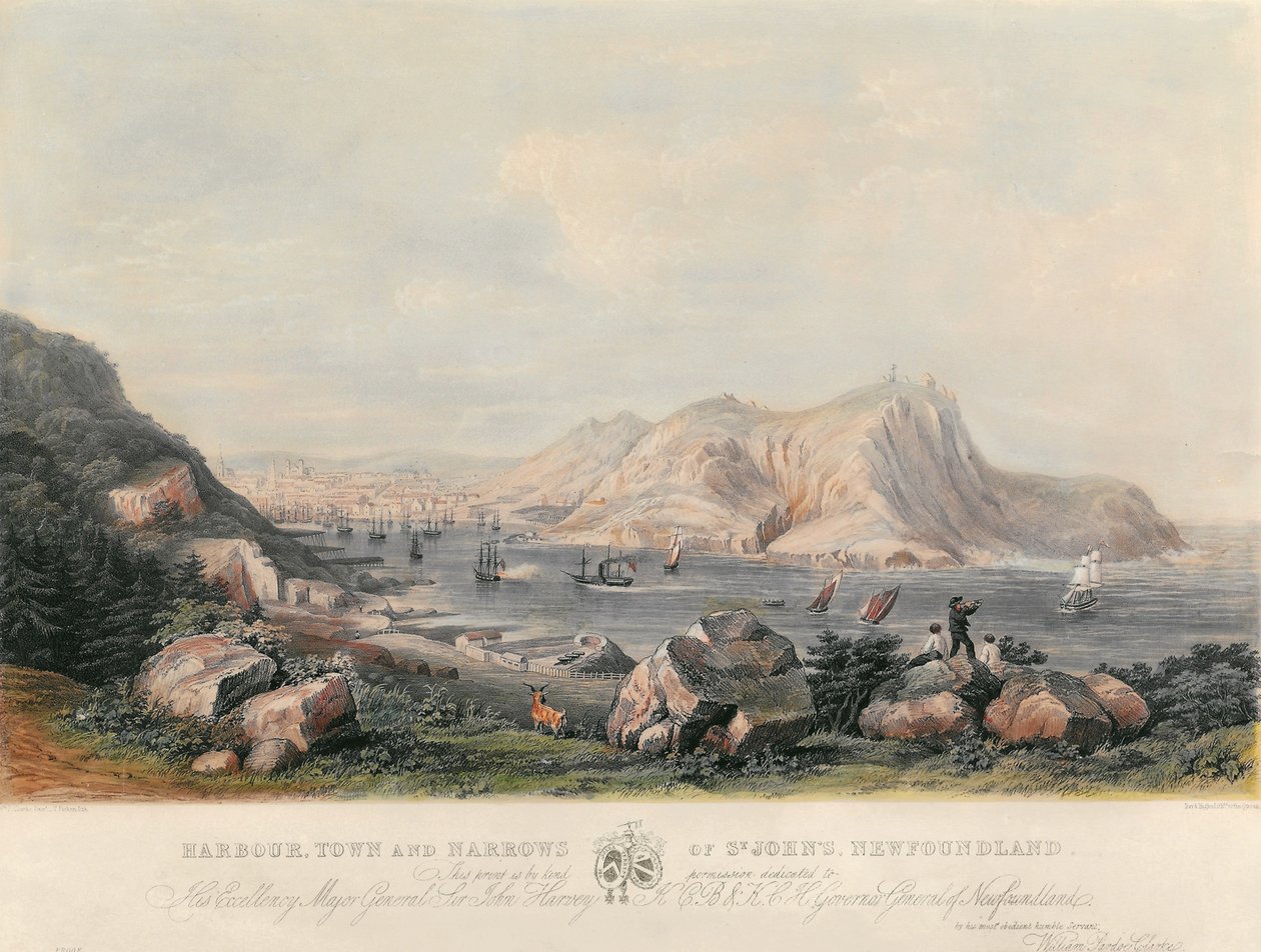 Haven, stad en nauwe doorgang van St. John