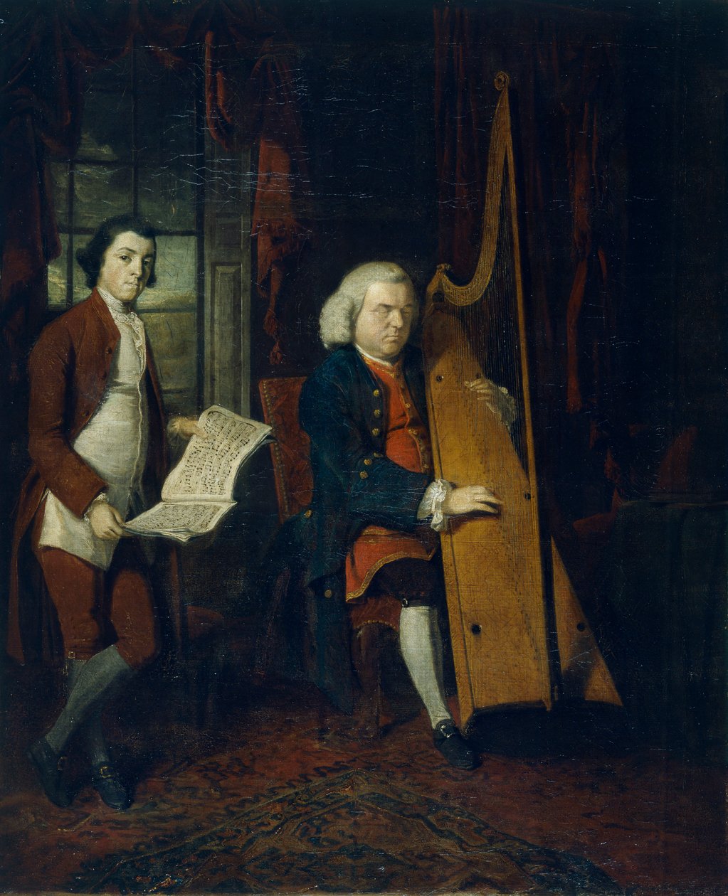 John Parry de blinde harpist met een assistent door William Parry