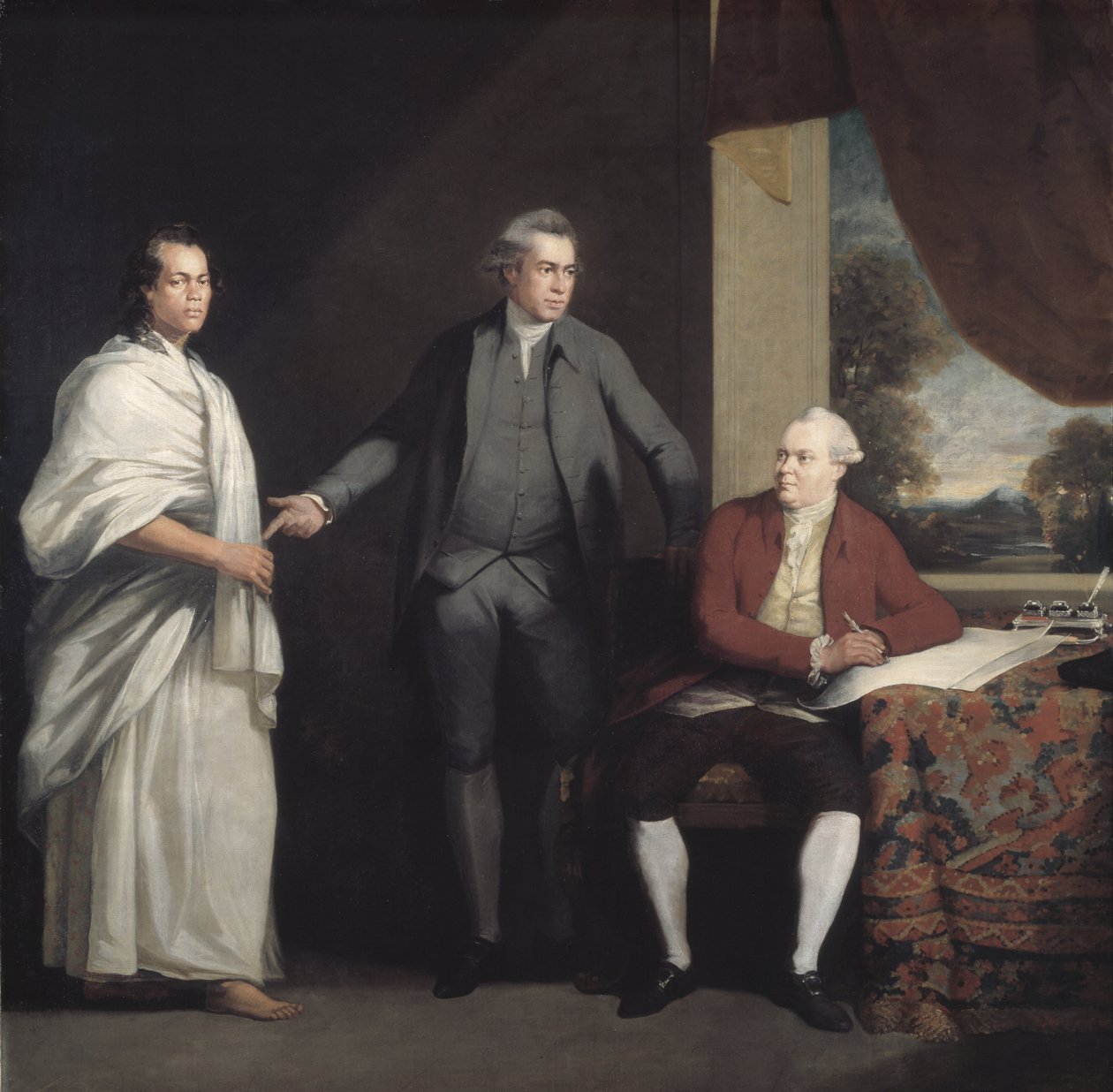 Omai, Joseph Banks en Dr. Daniel Solander door William Parry