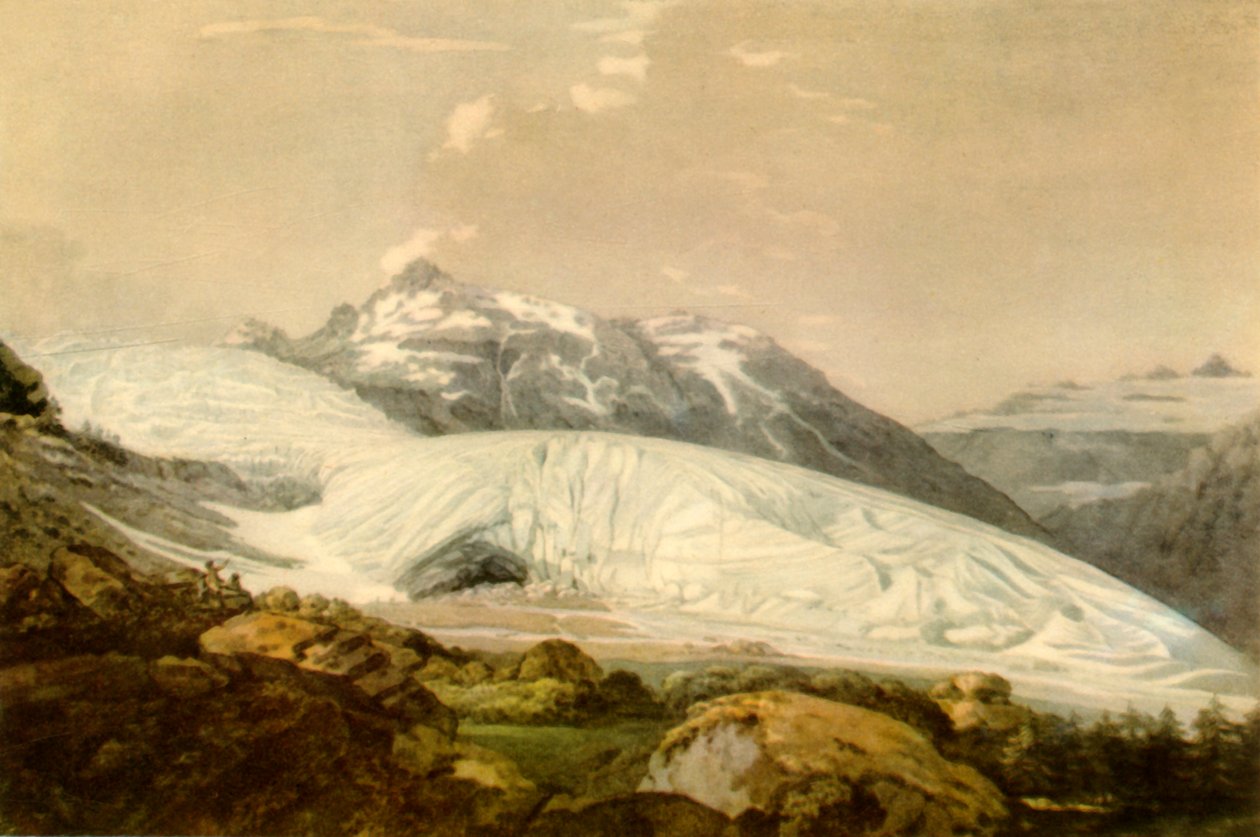 Uitzicht op Mont Furka met de Rhône-gletsjer, ca. 1770, 1946 door William Pars
