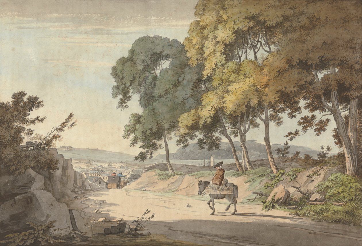 Uitzicht op Plymouth vanaf de Zeven Bomen, Exeter Road door William Payne
