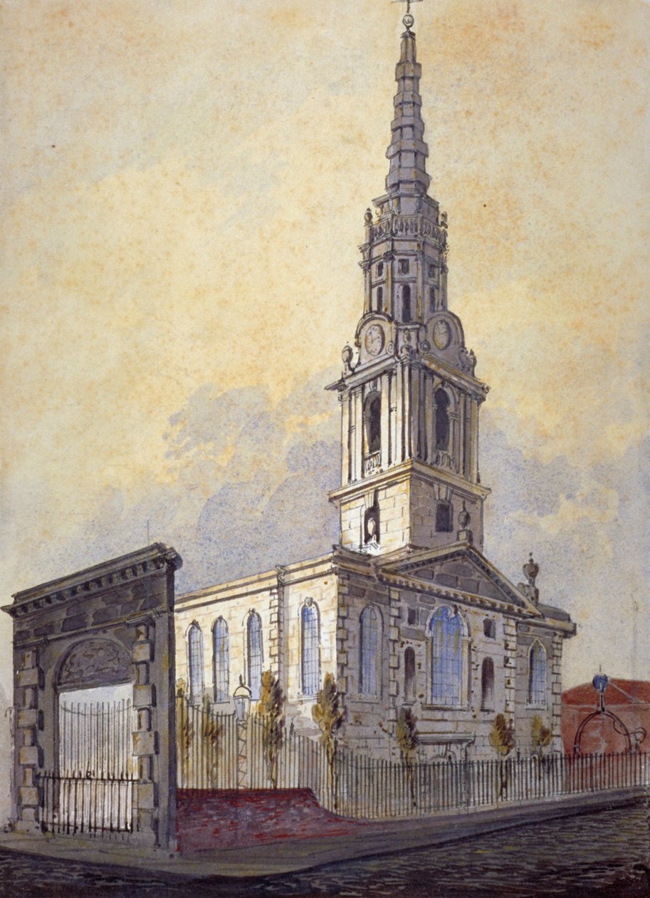 Kerk van St Giles in the Fields, Holborn, Londen, ca. 1815 door William Pearson