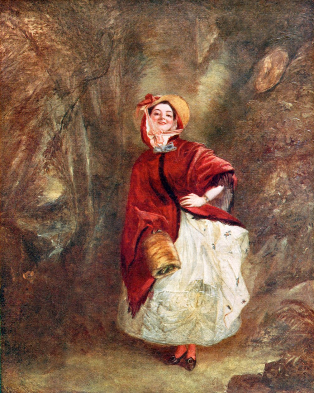 Dolly Varden (kleurenlitho) door William Powell (after) Frith