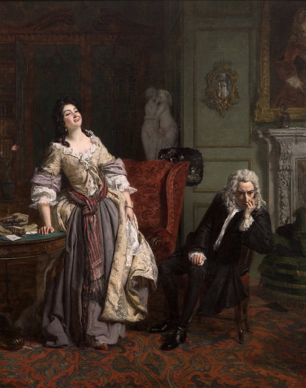 Alexander Pope verklaarde zijn liefde aan Lady Mary Wortley Montagu, 1852 door William Powell Frith