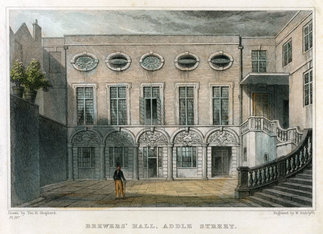 Brewers Hall, Addle Street, City of London, 1831 door William Radclyffe