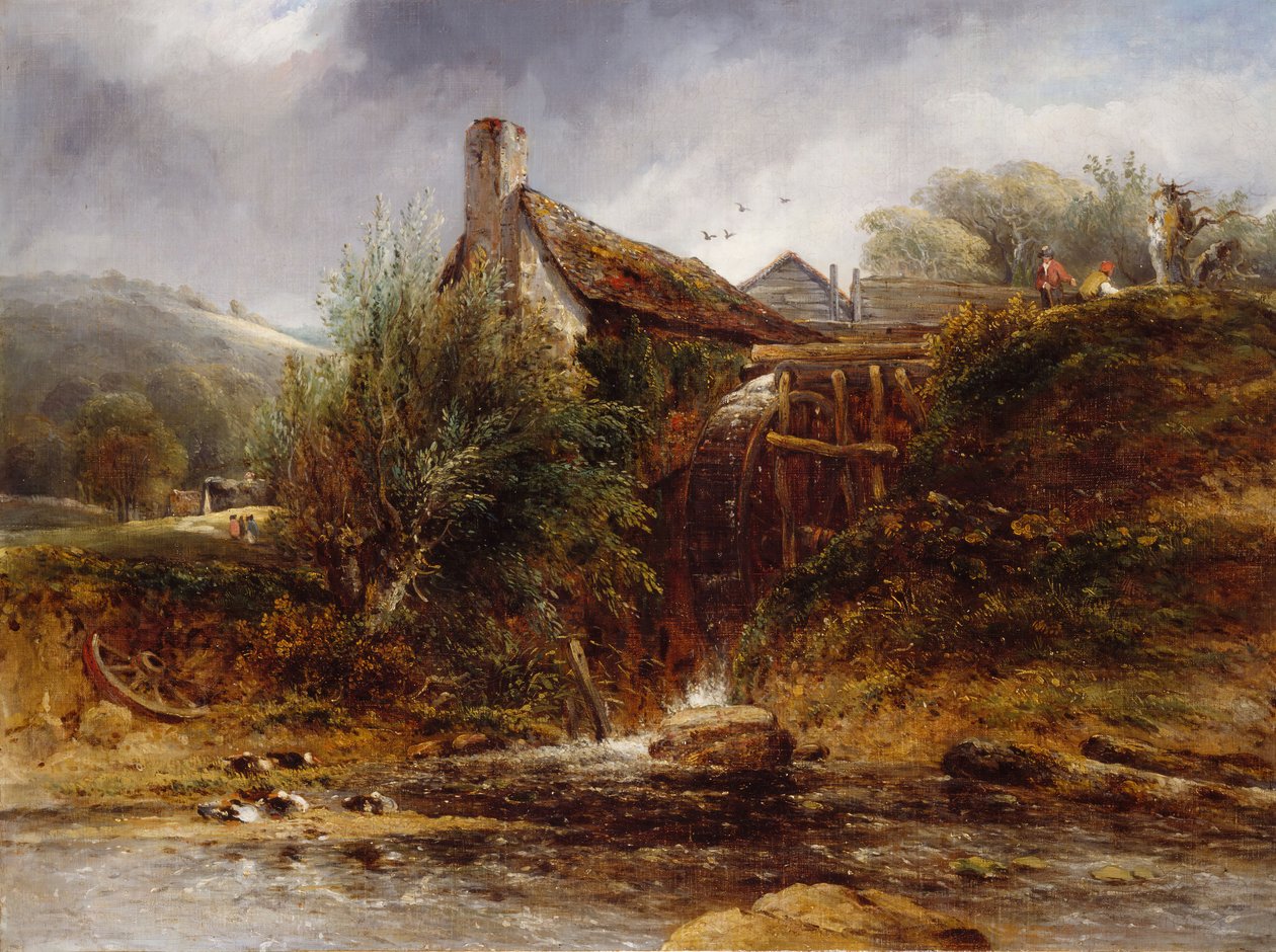 Oude watermolen, Noord-Wales door William Roberts