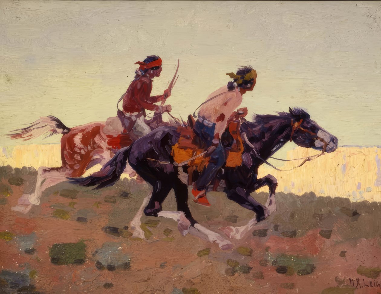 De achtervolging, Kayenta, Arizona / Schilderij door William Robinson Leigh