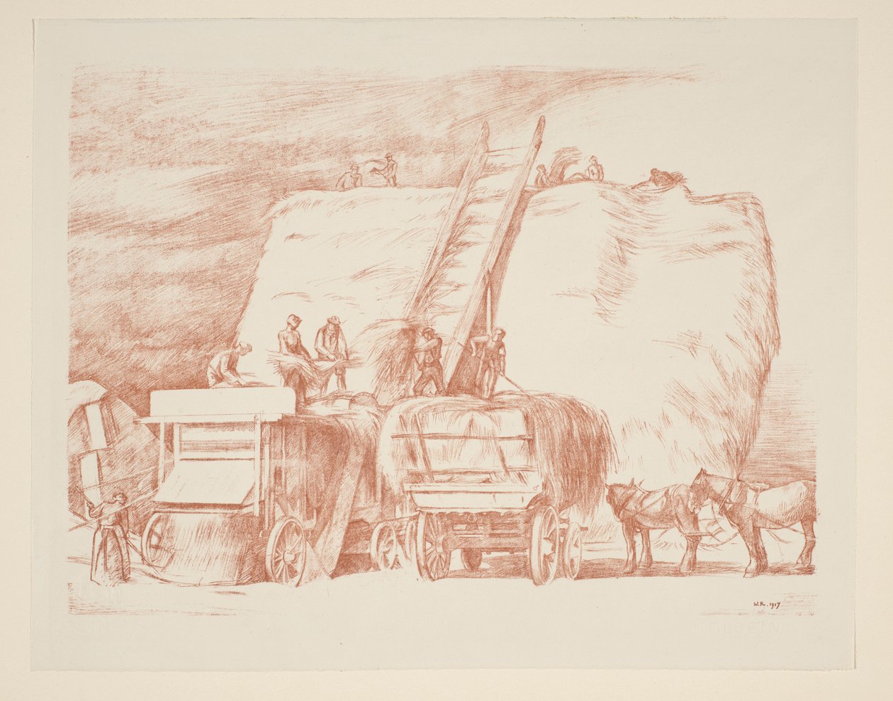 Hooiwagens door William Rothenstein