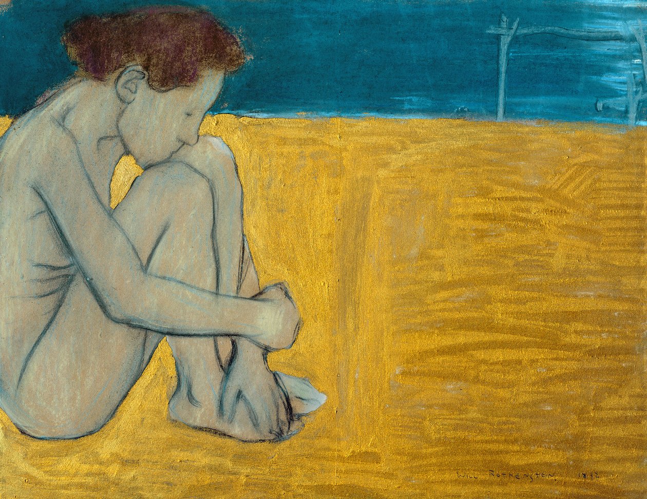 Zittende vrouwelijke naakt door William Rothenstein