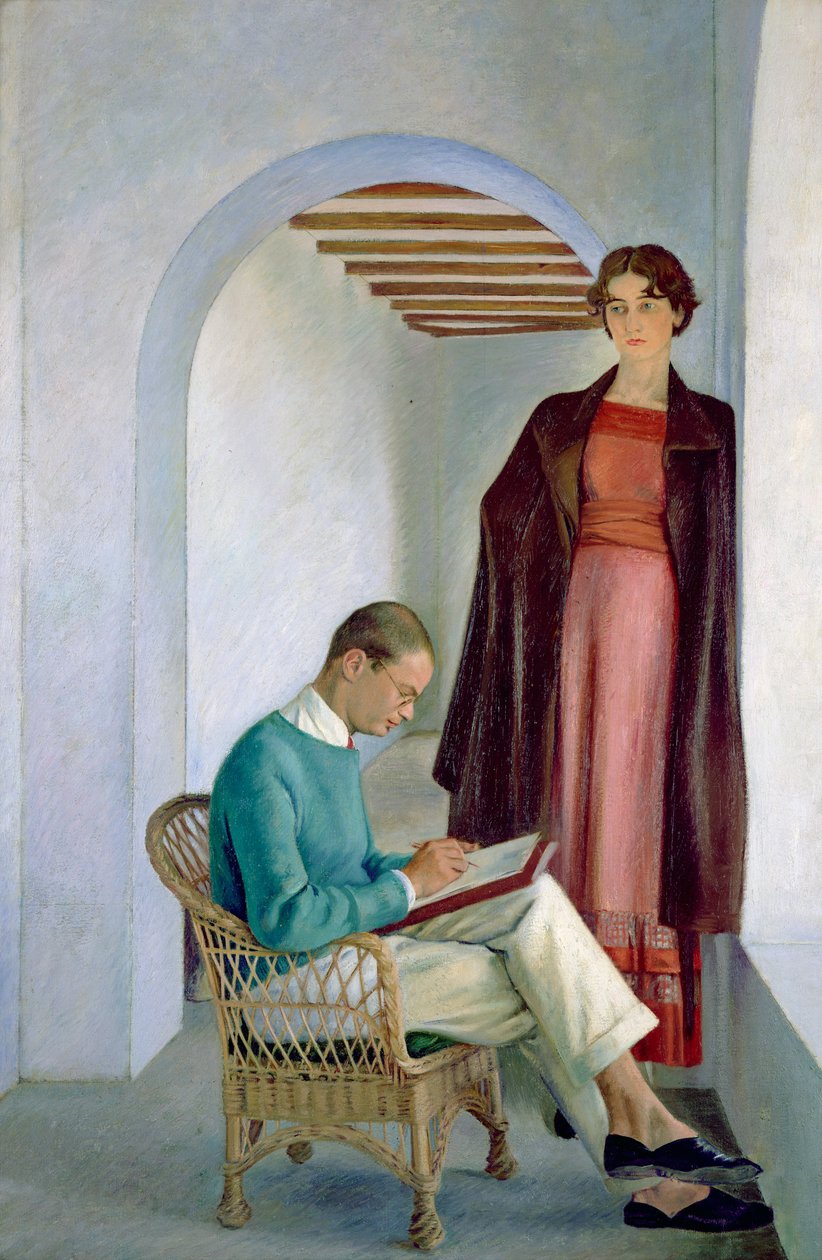 De Zoon van de Kunstenaar en zijn Vrouw of Twee Figuren in een Interieur, ca. 1930-35 door William Rothenstein
