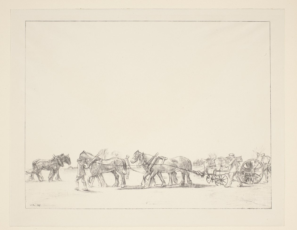 Zaaien met behulp van trekpaarden door William Rothenstein