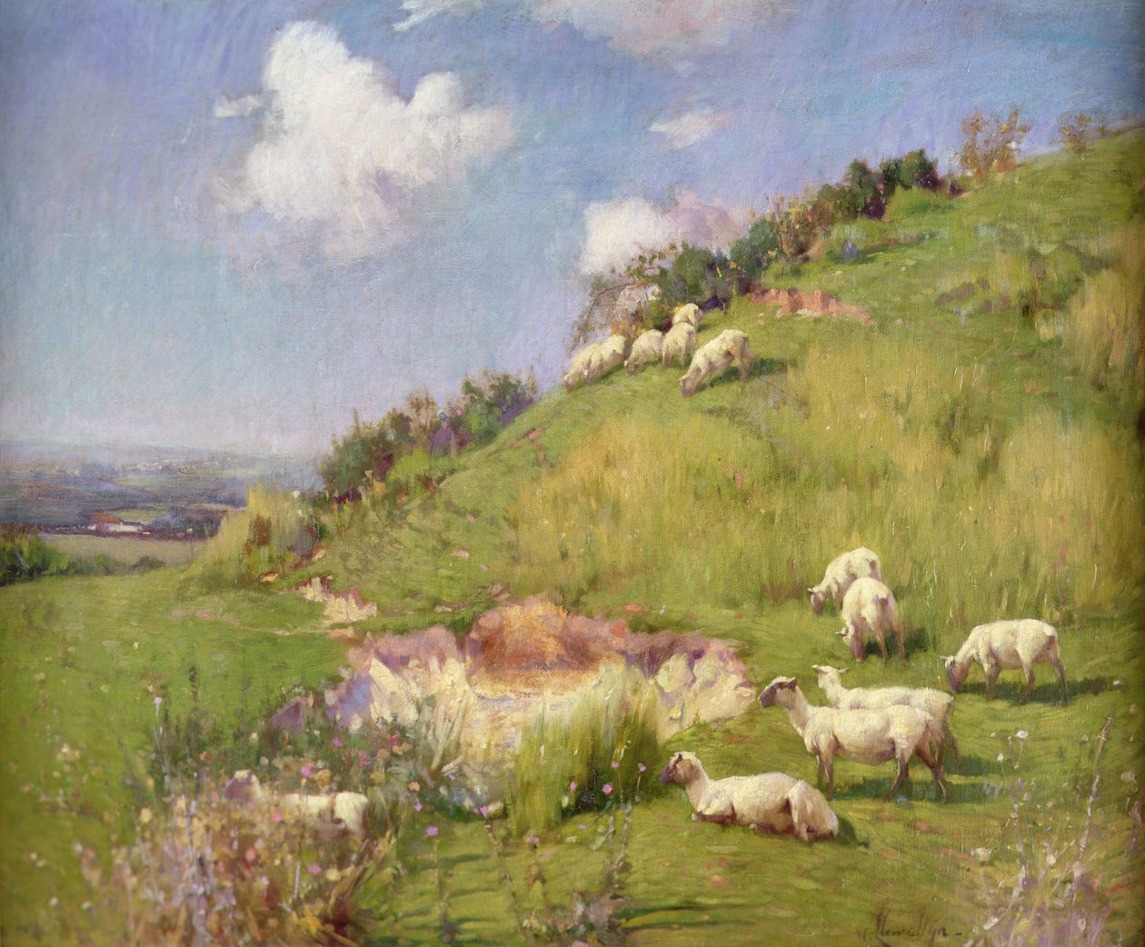 Schapen op een Heuvel door William Samuel Henry Llewellyn