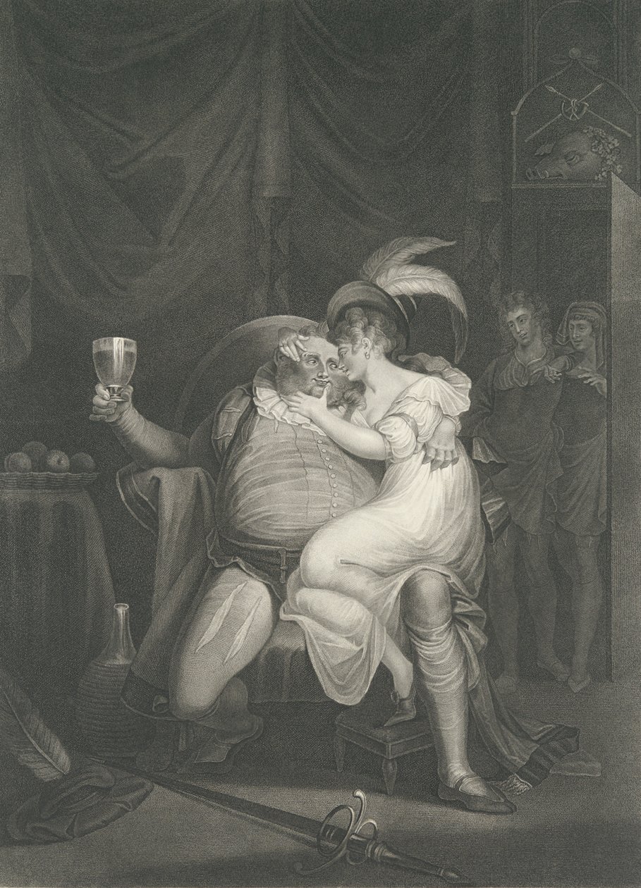 Doll Tearsheet, Falstaff, Henry en Poins Shakespeare, voor het eerst gepubliceerd 1795, heruitgegeven 1852 door William Satchwell Leney