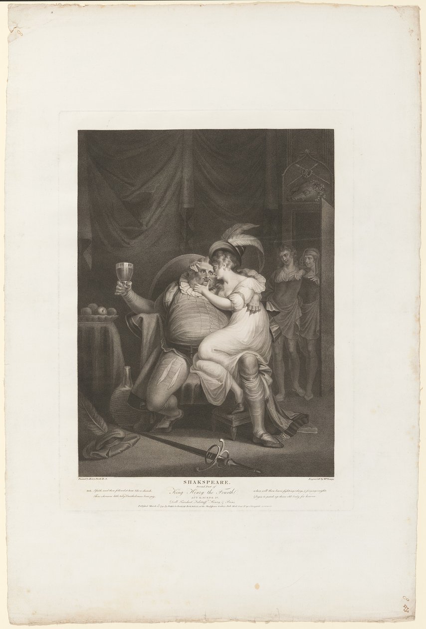 Prins Hal en Poins verrassen Falstaff met Doll Tearsheet door William Satchwell Leney