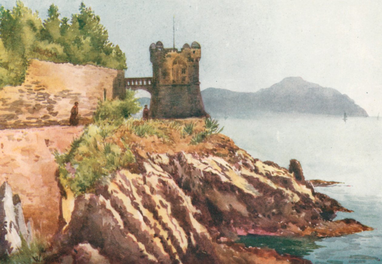 De Promenade, Nervi (kleurenlitho) door William Scott