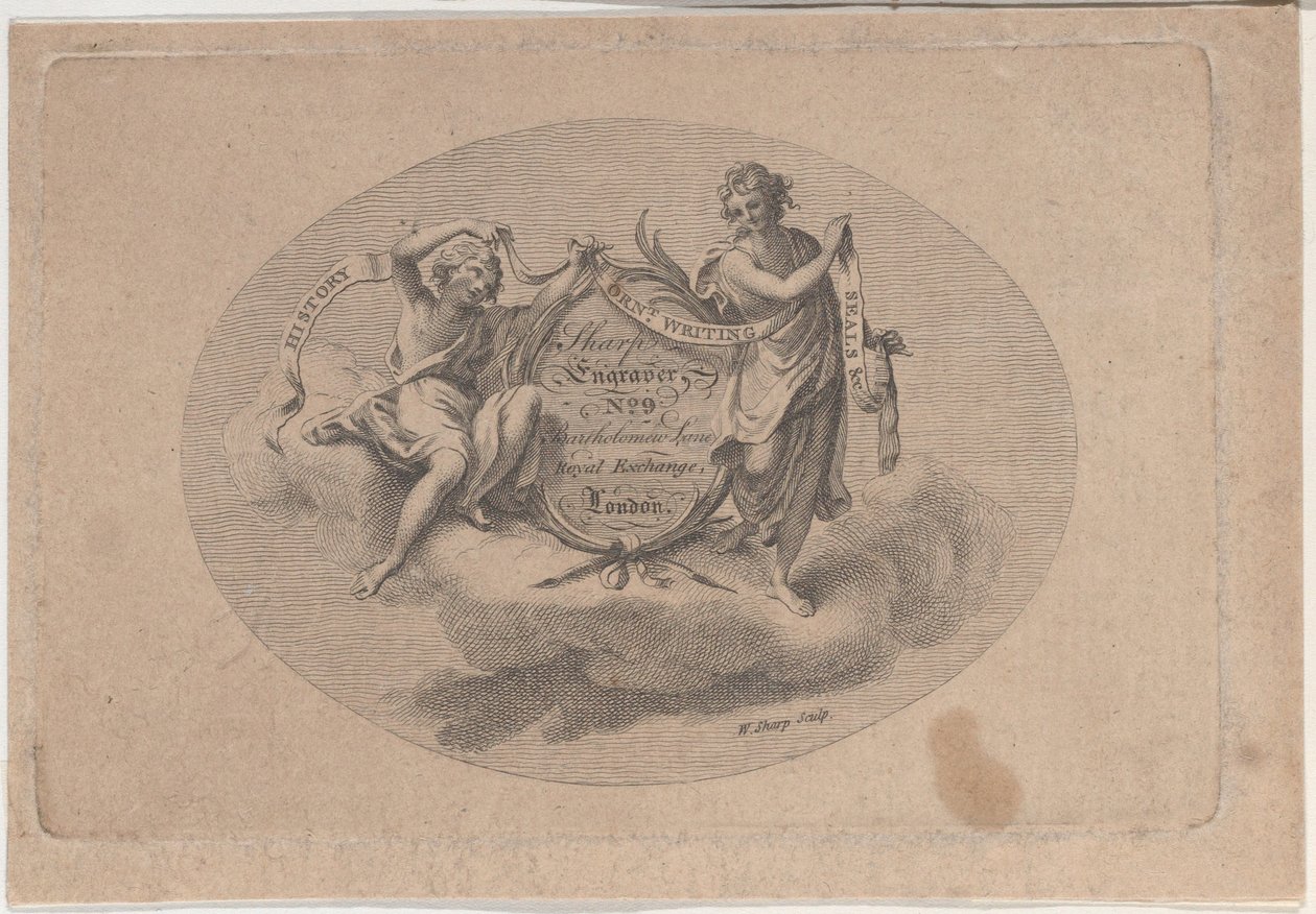 Handelskaart voor William Sharp, Graveur, 19e eeuw door William Sharp