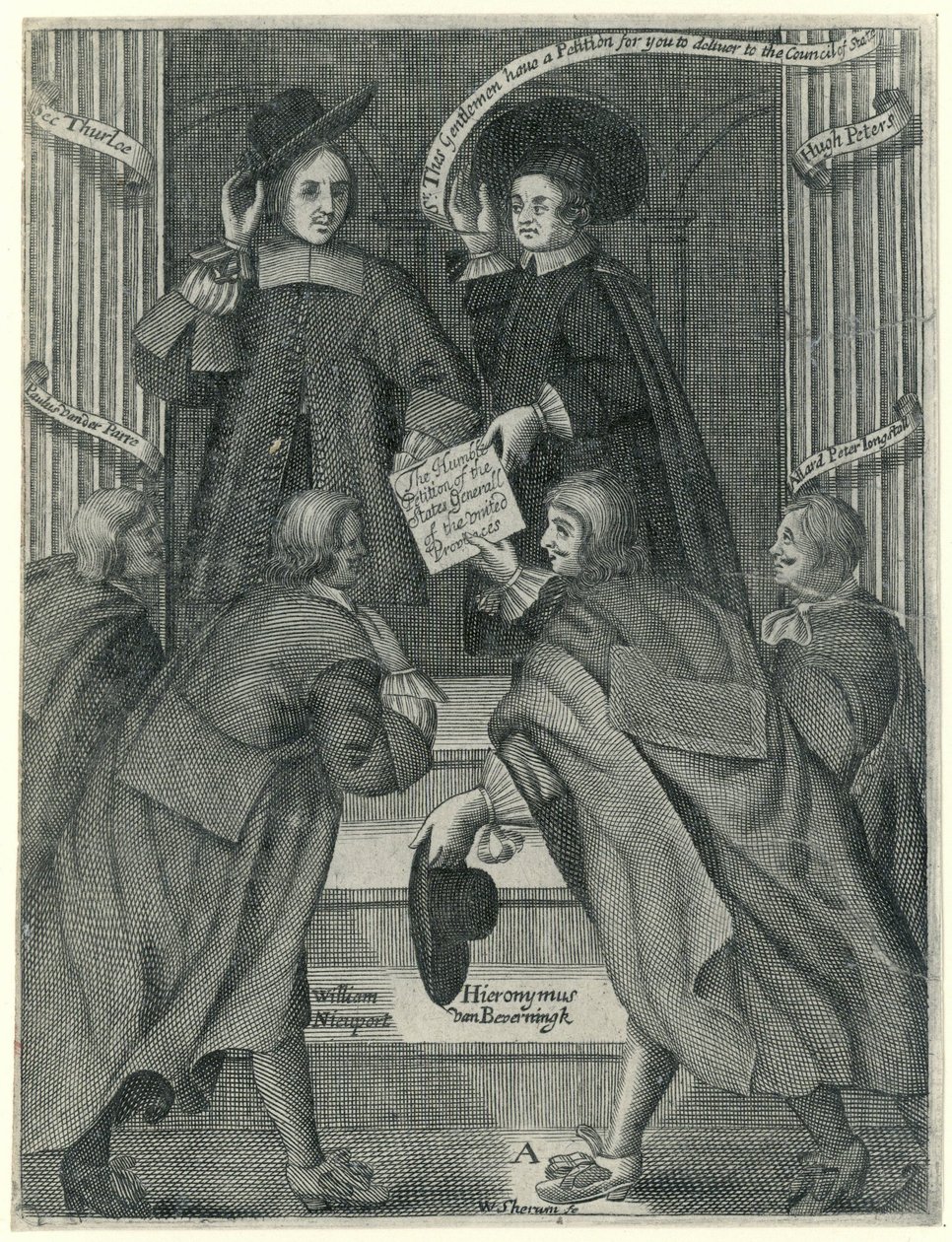 Het aanbieden van een petitie aan de Engelse staatssecretaris, ca. 1654 door William Sherwin