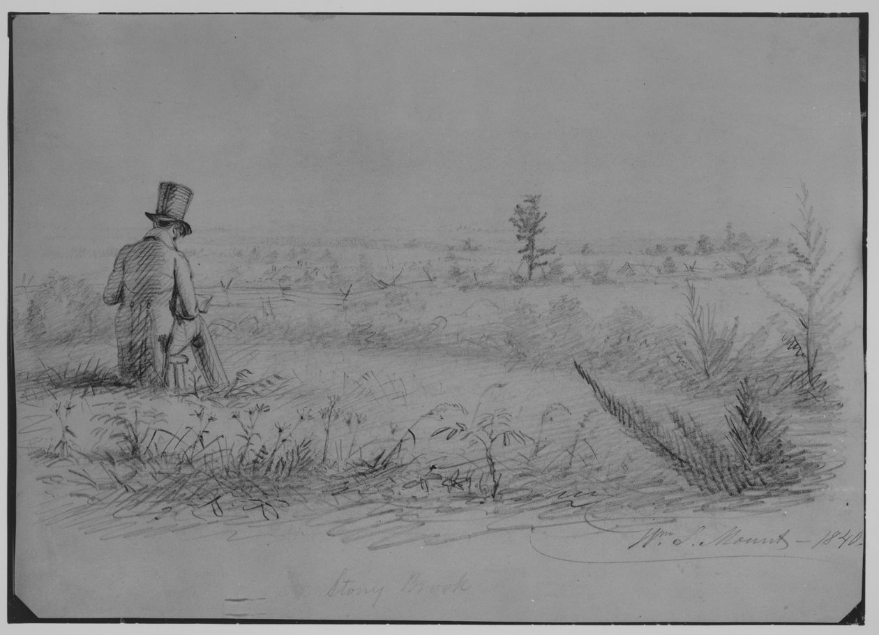 Kunstenaar die schetst bij Stony Brook, New York (uit het plakboek van McGuire) door William Sidney Mount