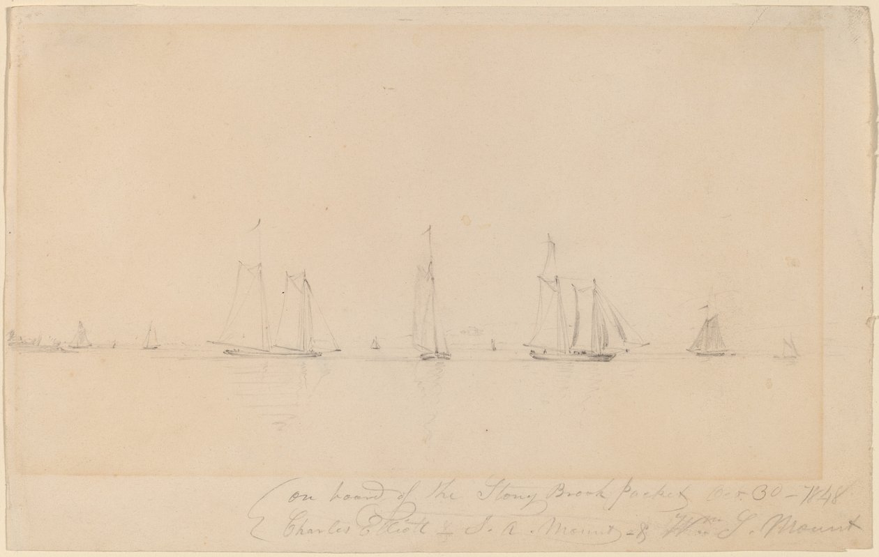 Aan Boord van de Stony Brook Packet door William Sidney Mount